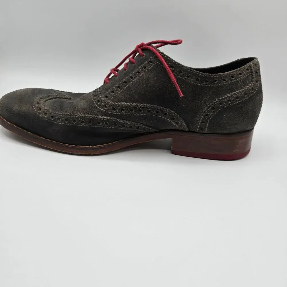 Cole Haan mens Colton suede charcoal gray oxford dress‎ shoes size 8